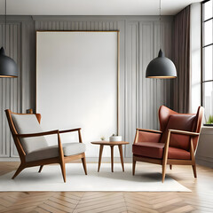Fototapeta premium Interior of a room with chairs. Created with generative AI