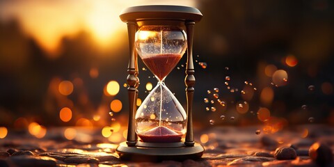 AI Generated. AI Generative. Time sand glass hour glass watches in vintage retro antique style. Can be used like game concept - obrazy, fototapety, plakaty