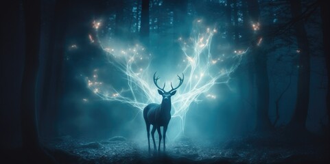 Glowing Guardian: Harry Potter's Ethereal Stag, generative ai