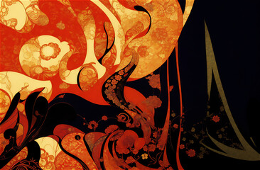 エッフェル塔とメリーゴーランドの抽象模様　ジェネレーティブ AI 