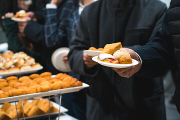 Catering buffet table with a delicious traditional Sicilian meal