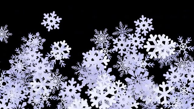 Winter cold snowflakes transition with alpha transparent animation overlay.