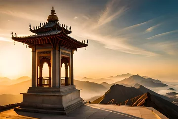 Badkamer foto achterwand a mandir ona a beautifull mountain © Amazing-World