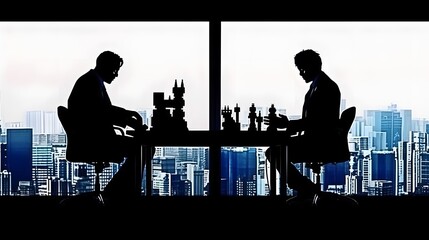 Two chess players is thinking about a difficult game of chess.