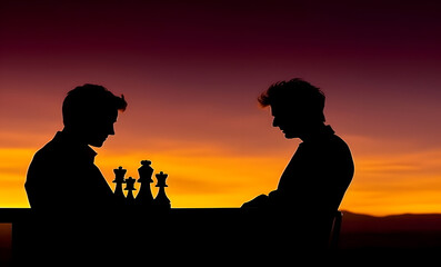 Two chess players is thinking about a difficult game of chess.