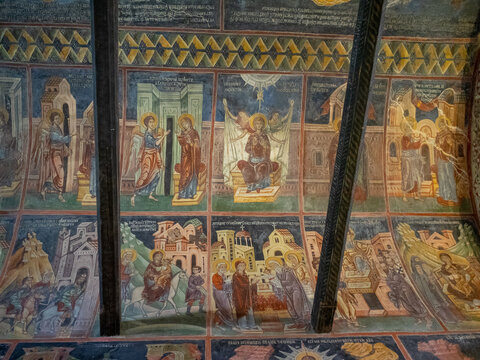 Jesus life fresco from the narthex of the Church of the Assumption of the Holy Mother of God