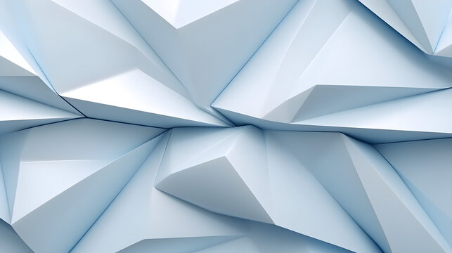 Beautiful futuristic Geometric background for your presentation. Textured intricate 3D wall in light blue and white tones, AI generated. © Leo