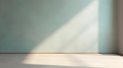 Minimal abstract background for product presentation, Shadow and light from windows on plaster wall, AI generated.