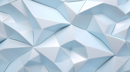 Beautiful futuristic Geometric background for your presentation. Textured intricate 3D wall in light blue and white tones, AI generated.