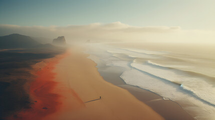 Aerial view of Waves and Beach of Great Ocean Road