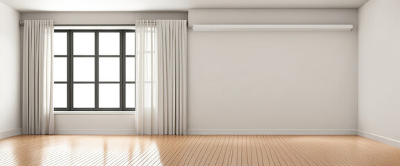 Photorealistic Blank Room Interior Horizontal Anamorphic Display For Background