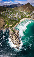 Naklejka premium Aerial view of Llandudno beach in Cape Town, South Africa