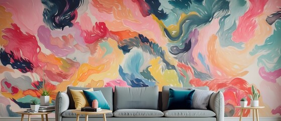 Art wall modern interior background, abstract wallpaper design print illustration. © bravissimos