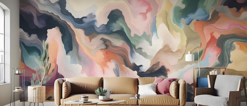 Art wall modern interior background, abstract wallpaper design print illustration.