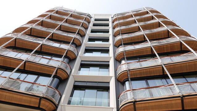 Monaco, facade of the new residential quarter of One, magnificent apartments, a foot zone with a large number magnificent branded shops and restaurants, place Casino