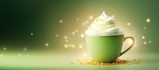 delicious matcha  on green background