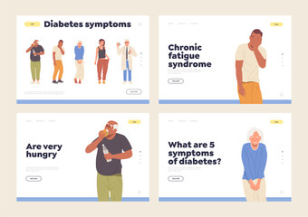 Landing page set with diabetes symptom, chronic fatigue syndrome and eating disorder risks