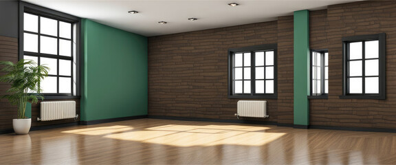 Photorealistic Empty Room Horizontal Anamorphic Display For Background