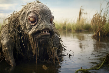 Scary image of a marsh monster - obrazy, fototapety, plakaty