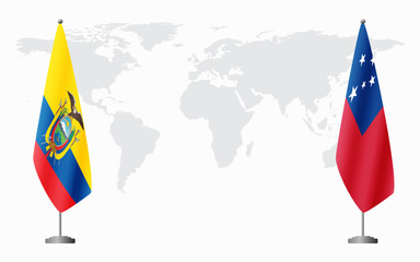 Ecuador and Samoa flags for official meeting
