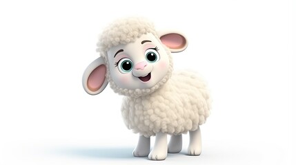 Sheep cute animal character isolated on white background