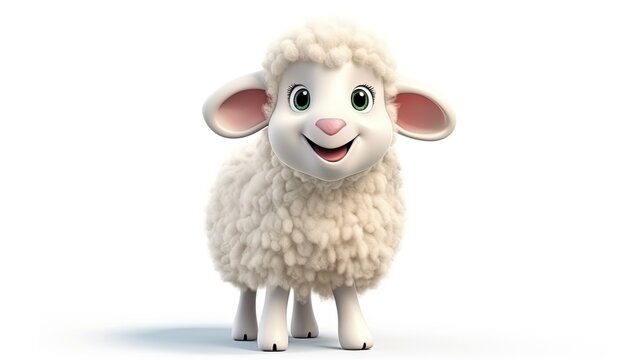 Sheep cute animal character isolated on white background