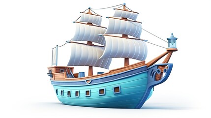 3D ship fun boat model isolated