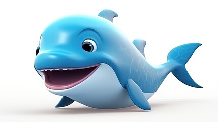 Shark dolphin blue isolated on white background
