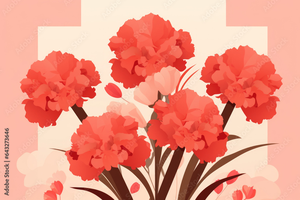 Poster beautiful arrangement of red flowers in vase. perfect for adding pop of color to any space.