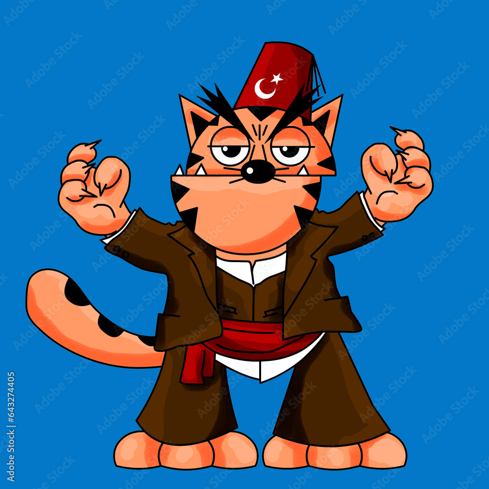 Wall mural #Cat #TurkishCat ##FanCat #Cartoon #Caricature 