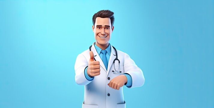 Illustration of a happy doctor showing thumbs up.