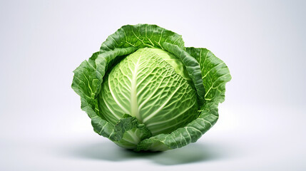 Fototapeta premium Cabbage fresh green price Chinese food round organic white background image Ai generated art