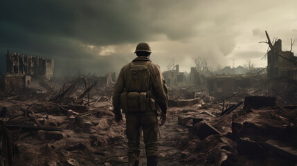 WW2 Soldier's Heroic Stand in War-Torn European Town: A Glimpse into World War II.