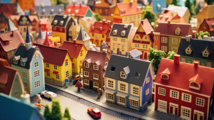 Miniature Wonderland: A Multicolored Toy Village Teeming with Tiny Houses.