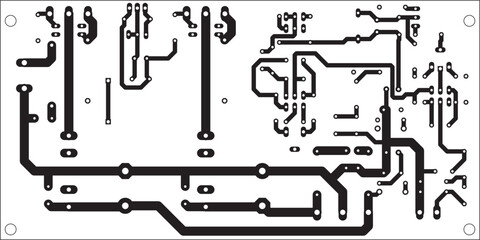 Tracing the conductors of the printed circuit board
of an electronic device. Vector engineering 
drawing of a pcb. Electric background