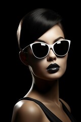 Elegant Portrait Young Beautiful Woman wearing sunglasses