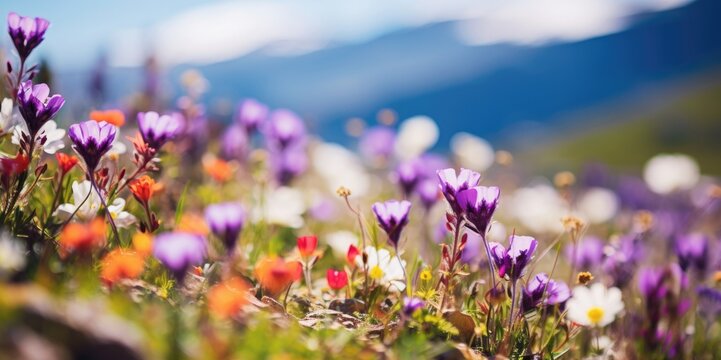 Detailed Close-up Of Spring Wildflowers In Armenian Highlands, Generative Ai