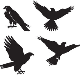 Flying Bird vector silhouette illustration black color