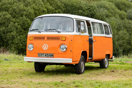 Classic orange and White type two Volkswagen Camper Van