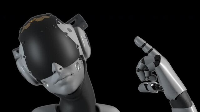portrait of a robot that has a critical error. has an alpha channel