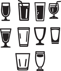 glass of juice icon vector set of group black color