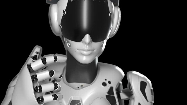 portrait of a thinking robot, taken in close-up. has an alpha channel