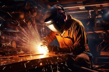 welder at work in factory