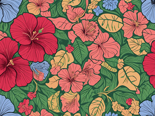 Fototapeta na wymiar Small Flowers. Seamless Pattern with Cute Daisy Flowers and Pansies. Pretty Texture in Country Style for Cloth, Textile, Wallpaper. Vector Spring Rapport. generative AI