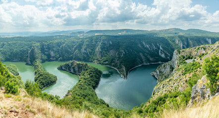 Viewpoint Vidikovac Molitva, with curved meanders in canyon of Uvac river, Serbia