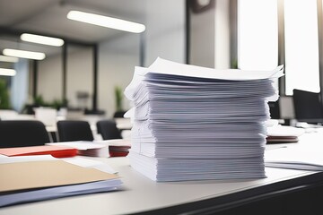 stack of paper documents on table in officestack of paper documents on table in officepaper sheets and stack of paper documents on table in office, business management and paperwork