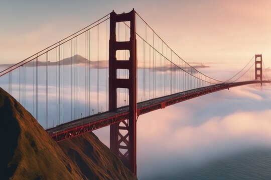 golden gate bridge and fog, san francisco, california.golden gate bridge and fog, san francisco, california.golden gate bridge in san francisco, california