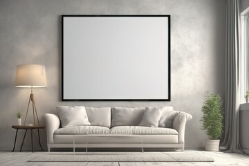 modern bright interior with empty frame. 3 d renderingmodern bright interior with empty frame