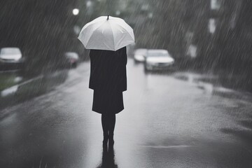 young girl in rainyoung girl in rainrainy day, people concept - woman walking in city