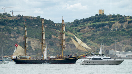 Lisbon tejo river, yatch boat vessel wind sailing